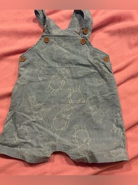 Baby Disney Blue & White Winnie the Pooh Overalls 12Months